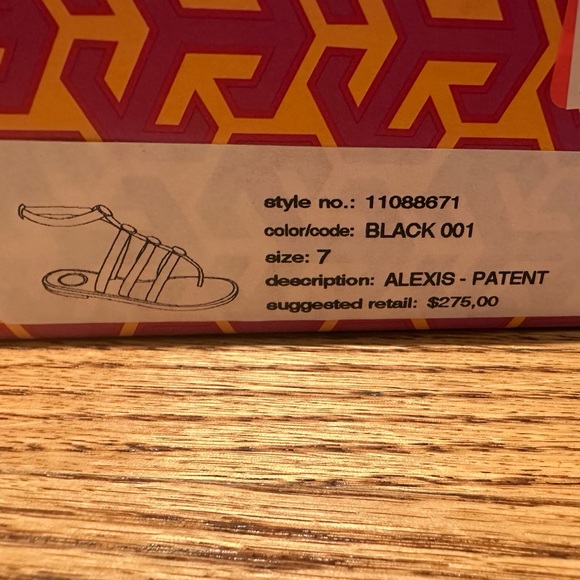 Tory Burch Alexis Women’s Patent Black & Gold Sandals Size-7 EUC - Picture 11 of 11